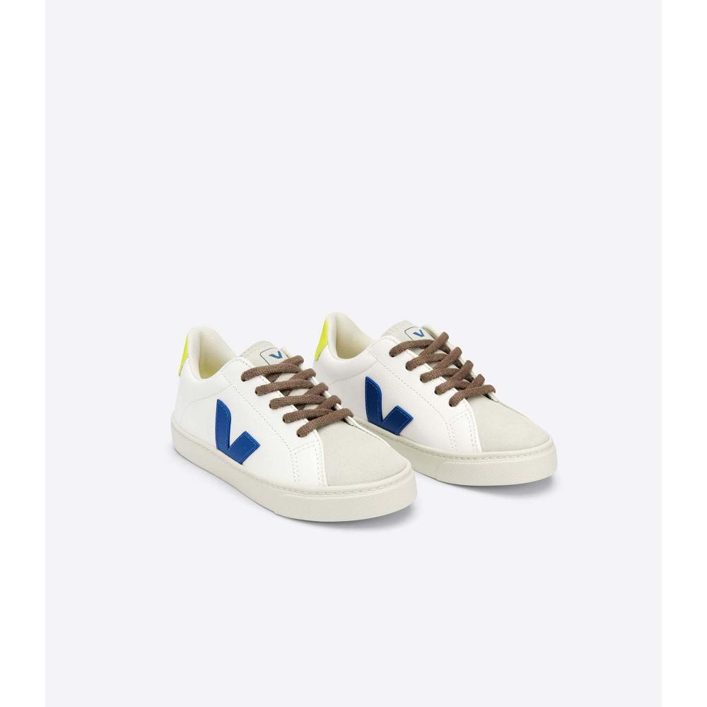 Kids' Veja ESPLAR LACES CHROMEFREE Shoes White/Blue | SG 733ILH